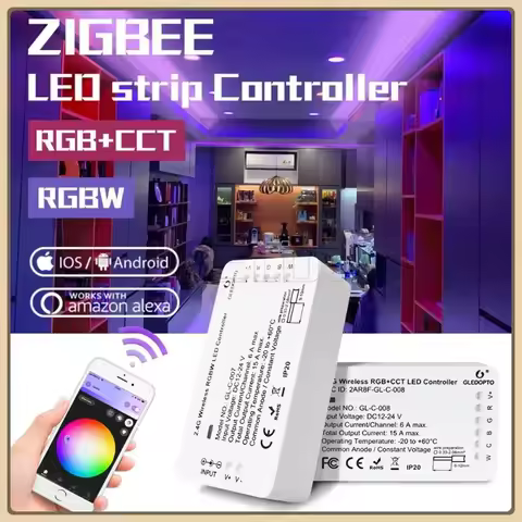 RGB+CCT RGBW WWCW Zigbee3.0 GL-C-006/007/008/009 ZigBee Smart LED Strip Controller Voice Control Wor