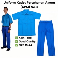 Set Uniform Kadet Pertahanan Awam No.3 (APM/JPAM) Baju & Seluar Cotton