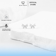 925 Silver Earrings Blue Peach KT Stone Bow V2 KT804