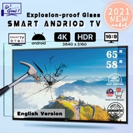 【4K HDR 】58inch 65inch Tempered Glass Smart Wifi TV Televisions NO Break with base leg wall mount Karaoke Tv Football