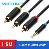 【COD】Vention 3.5mm/2.5mm Jack to 3RCA Cable 1.5m 2m Jack 3.5mm to AV Converter Cable Metal Shell for Stereo VCD DVD Computer