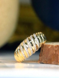 1pc S925 Sterling Silver Ox Horn Cubic Zirconia Ring, Elegant Versatile Jewelry Gift For Women, Suit