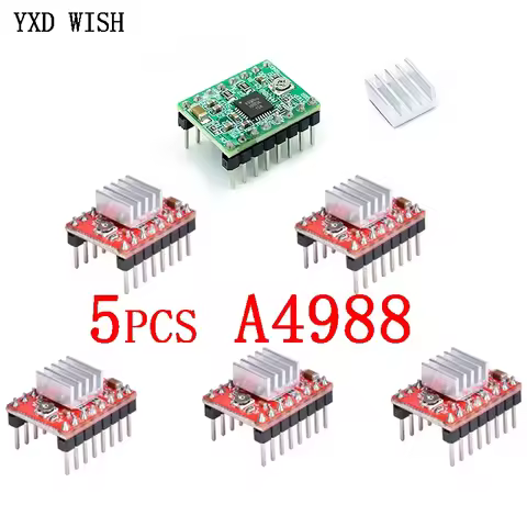 5pcs A4988 StepStick Stepper Driver + Heat sink For Reprap 3D Printer Parts Red Stepper Motor Driver