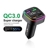 5-Port Car Charger PD25W 3.1A USB-C RGB Voltmeter 12V 24V