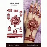 1pc Full Hand Flower Design Brown Red Burgundy Sexy Toe Hand Tattoo Sticker Women Floral Print Tatto