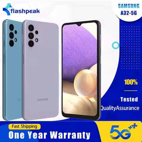 Original Samsung Galaxy A32 A326U 5G Mobile Phone NFC 4GB RAM 64GB ROM 6.5" 48MP+8MP+5MP+2MP+13MP Oc
