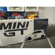 Diecast Mini GT LBWK X Abas Works Abarth 596 Gara White no 809 Seal