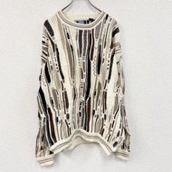 90 年代古著Sutter & Grant Coogi 風格棉質針織毛衣，3D 針織，全身印花，顏色， XL 碼。