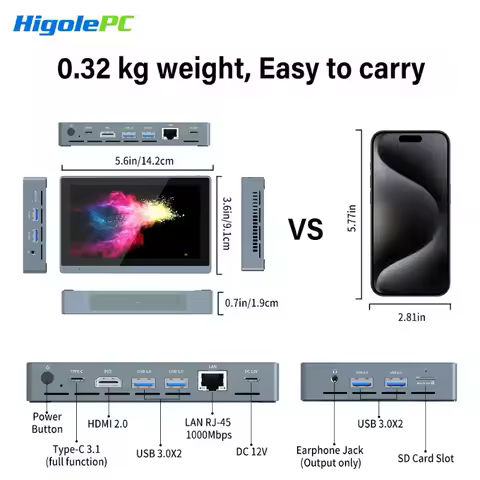 Industrial Higole Gole 2 Pro 5.5" Mini Computer Intel Win11 8/16GB RAM 4K for AI/Automation/Educatio