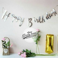 HBD silver Bunting flag / silver cutting writing banner / HBD banner / Flag banner