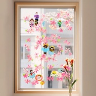 春日櫻花插畫玻璃靜電貼PVC窗貼窗花