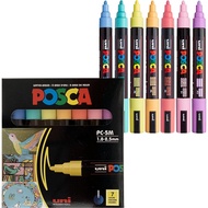 Uni Posca Mitsubishi Paint Marker Pen Pastel Medium Point Set of 7's PC-5M 7C water based non toxic 