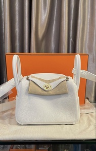💥Hermes Mini Lindy  New White 新白色 TC GHW