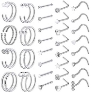 ONESING 35-70 PCS 18G 20G Nose Rings for Women Nose Piercings Jewelry Gold Nose Rings Hoops L Shape 