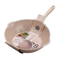 Syllere - 送貨上門 - 加厚底麥飯石家用小煎鍋不粘鍋平底深煎鍋，顏色:28cm米色不帶蓋 麥飯石家用小煎鍋