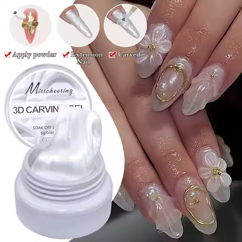 5g White Pearlescent Satin Carving Glue Non-Stick Solid Extension Glue 3d Carving Flower Acrylic Gel