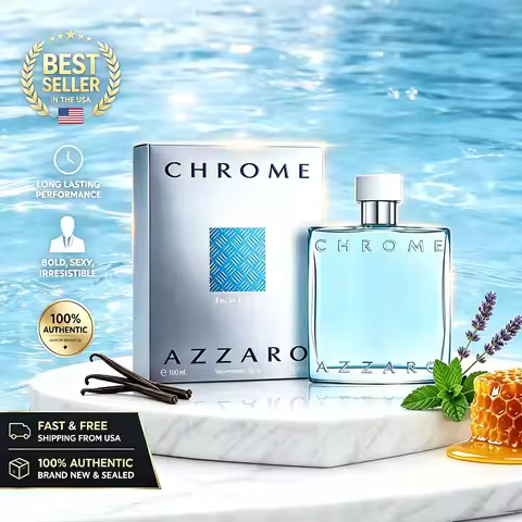 Azzaro Chrome Eau de Toilette 3.4oz/100ML Unisex Arabian luxury Perfume for Women and Men Long Lasti