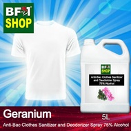 Antibacterial Clothes Sanitizer and Deodorizer Spray (ABCSD) - 75% Alcohol with Geranium - 5L