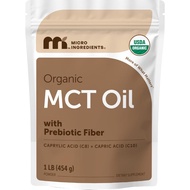 Micro Ingredients Organic MCT Oil Powder with Prebiotic Fiber,1 Pound (16 Ounce) | C8 MCT Oil for Co