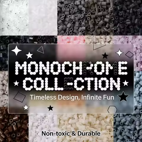 2.6mm Grey & Black Series 23 Colors Fusible Perler Beads, 1000PCS Bulk Refill Pack for DIY Art Craft