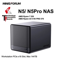 MINISFORUM N5Pro/N5 NAS Mini PC AMD Ryzen AI 9 HX PRO 370/R7 255 5-Bay HDD+3-Bay SSD DDR5 ECC OCuLin
