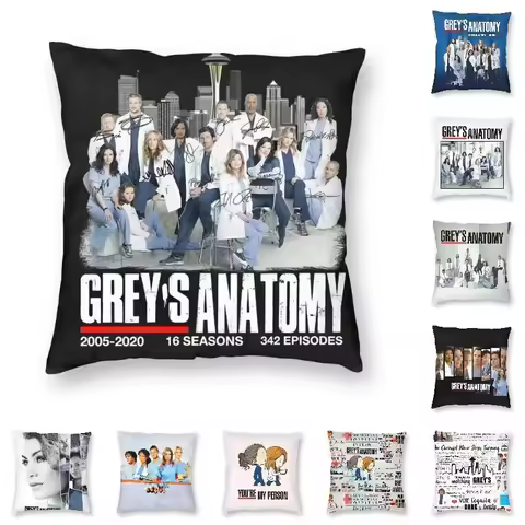 Greys Anatomy Seasons Episodes Signatures Cushion Cover Printing Throw Pillow Case for Sofa Custom P