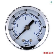 『A2』1/8" BSPT 空氣壓縮機液壓壓力表 0-60 PSI 背面安裝 40mm 錶盤