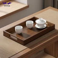 [Simhoa] Wood Beverage Tray with Handles Chinese Rectangular Beverage Tray Vintage Look Houseware fo