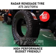 RADAR RENEGADE TYRE A/T5 265 70 16 AT5 2657016 26570R16 HIGH QUALITY TAYAR KERETA WHEELS 4X4 4WD PARTS CAR TAYAR MURAH