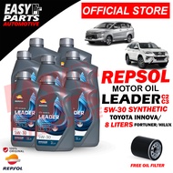 Repsol Leader C2C3 5W-30 Toyota Innova/Fortuner/Hilux 8L with Free Oil Filter