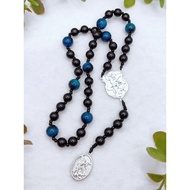 Catholic Chaplet of St Michael Rosary Black Ebony Wood Blue Tiger Eye Catholic Saint Baptism Religio