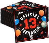 13th Birthday Teenager Napkins (33 x 33 cm), Pack of 40 Black Red Birthday Napkins, Birthday Party D