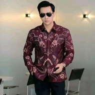 Baju Batik Pria Dewasa Warna Burgundi Premium 2025