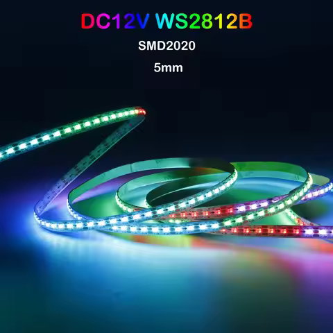 5mm Ultrathin DC12V WS2812B 5050SMD Individually Addressable RGBIC LED Strip WS2812 Smart 60/100/160