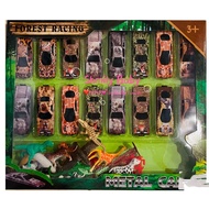 32pcs set Light Metal cars and Wild Animals set Toys For Trains and Wild Animals