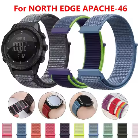22mm Sport Nylon Loop For NORTH EDGE APACHE-46 Breathable Watch Bracelet Correa For NORTH EDGE APACH