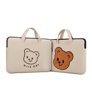Cute Bear Laptop Sleeve with Handle Case Bags for Apple Pro 13 14 15 Inch Air Acer Asus Women Cover Accessories