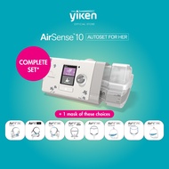 ResMed Airsense™ 10 Autoset For Her Auto CPAP with Humidifier APAP Machine + Mask Complete Set