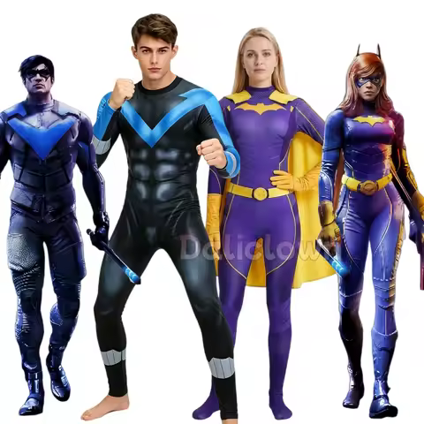 Superhero Nightwing Men Women Cosplay Zentai Bodysuit Gotham Knights Batgirl Jumpsuit Costume Hallow