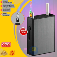 Vamav Kotak Rokok 20 Slot dengan Korek Elektrik USB Rechargeable Kotak Rokok Plus Korek Api Kotak Ro