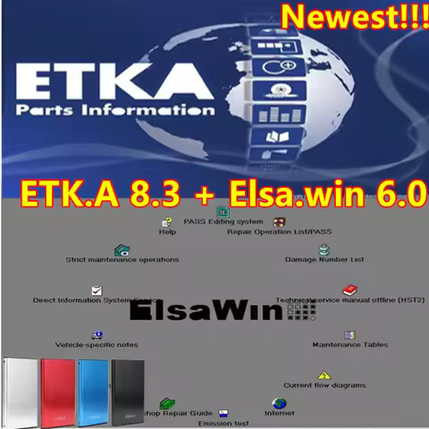 Newest Etka 8.3 + ELSAWIN 6.0 Maintenance Software Group Vehicle Electronic Parts Catalog Suitable f