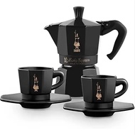 Bialetti Moka Express Black Star Edition Nera - Matte Black with 2 Bialetti Cups