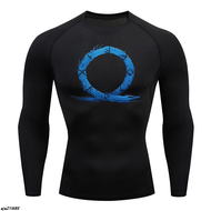 ◐✿Graphic Long Sleeve Compression Shirts for Men Athletic Quick Dry Tees Tops Gym Workout Running Un