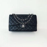 Chanel香奈兒 CF jumbo 荔枝牛黑銀