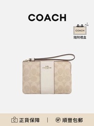 COACH CORNER ZIP女士手拿包沙黃色/粉筆白色[平行進口]