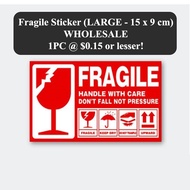 Large Fragile Sticker For Parcel Packaging 15 x 9cm