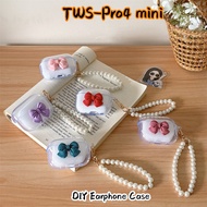 For TWS-Pro4 mini Case Cover DIY Solid Color bowknot Soft Silicone Earphone Case Casing NO.3