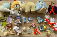 Keychains and toy decor (Sanrio, Sylvanian family, Sumikko gurashi, Popmart, Mofusand cat, San-X, He