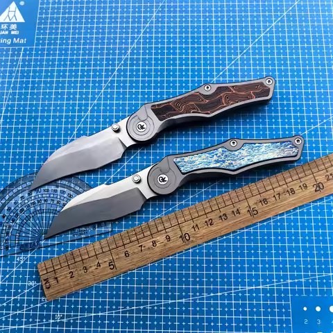 14C28N Steel Folding Knife G10 Titanium Alloy Handle Camping Outdoor Portable Fishing Hunting EDC Hi