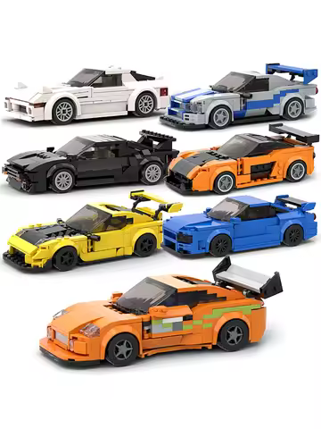 MOC F1 City Speed Sports Racing Car Building Blocks Brick R34 RX-7 Vehicle Supercar Fast & Furious M